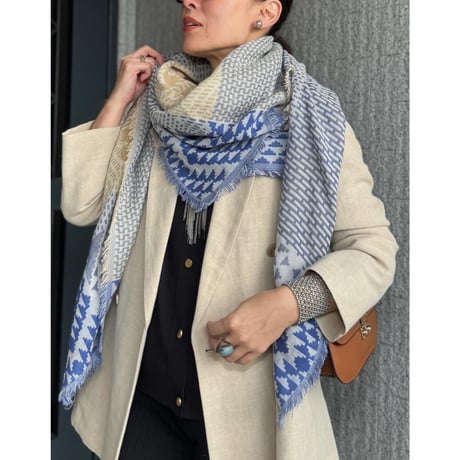 cotton jacquard  square scarf(sand）
