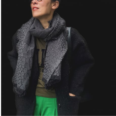 metalic cotton&wool scarf (BLACK)