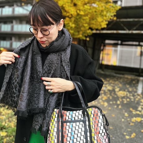 metalic cotton&wool scarf (BLACK)