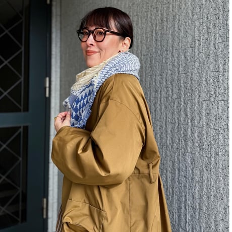 cotton jacquard  square scarf(sand）