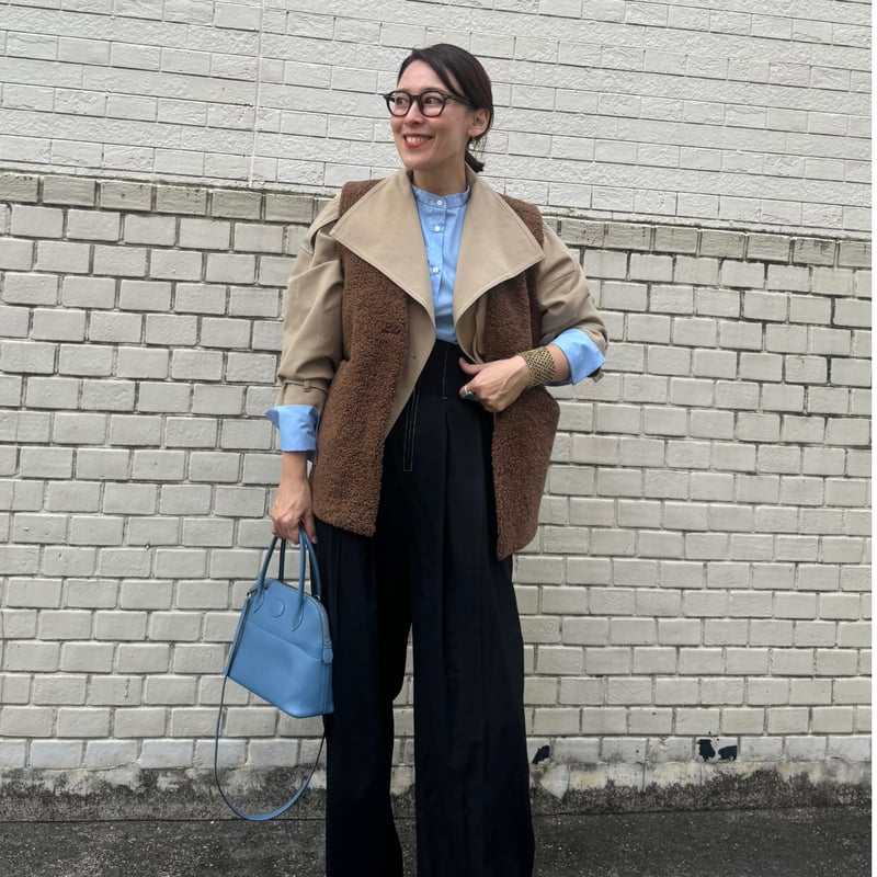 reversible boa vest （teddy brown） | La robe fro