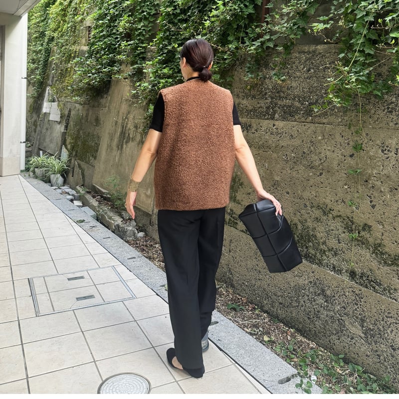 reversible boa vest （teddy brown） | La robe fro