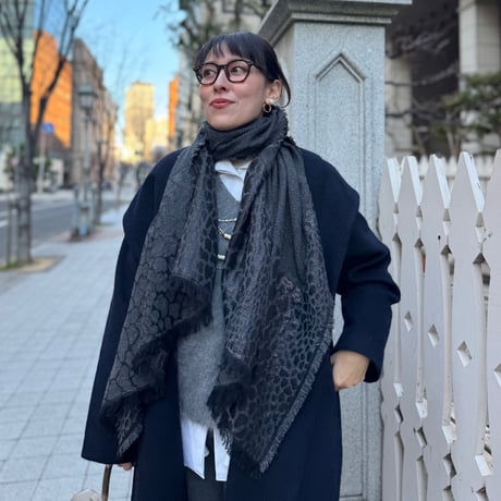 metalic cotton&wool scarf (BLACK)