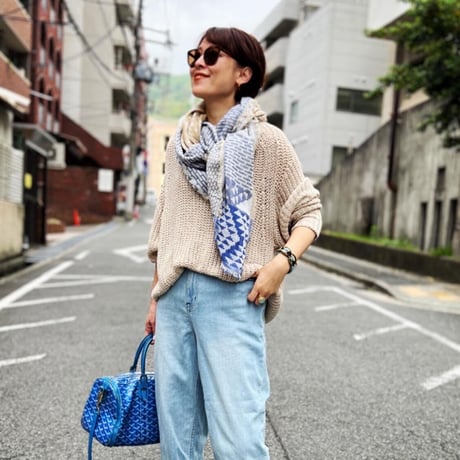 cotton jacquard  square scarf(sand）