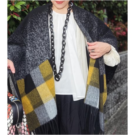 Black Cape With Checks Border