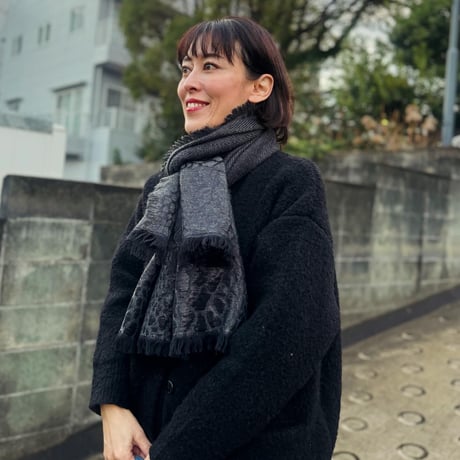metalic cotton&wool scarf (BLACK)