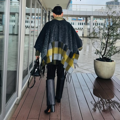 Black Cape With Checks Border