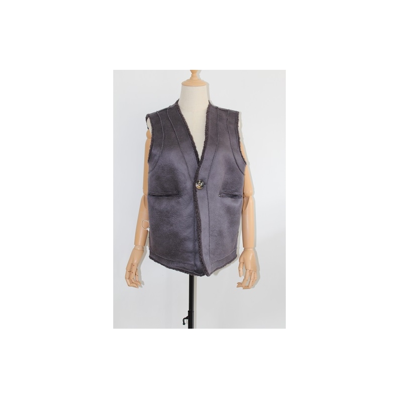 reversible boa vest （charcoal gray） | La robe f