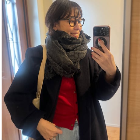 metalic cotton&wool scarf (BLACK)