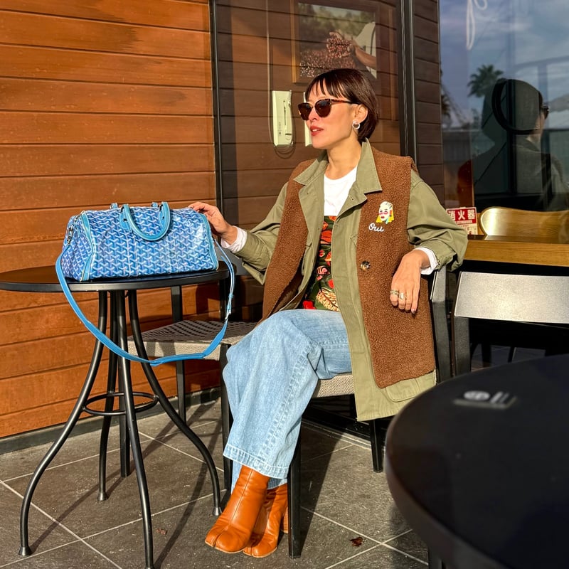 reversible boa vest （teddy brown） | La robe fro