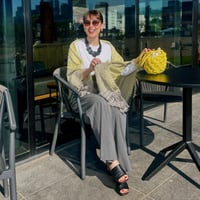 cotton jacquard  square scarf (LEMON）