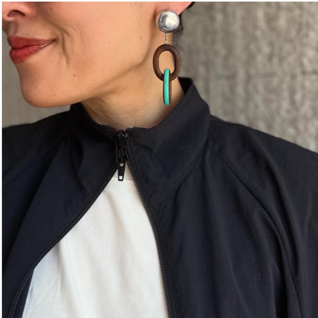 Aquamarine wood earrings ✳︎ピアスのみ
