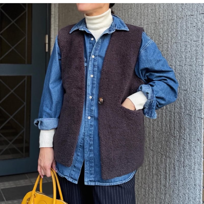 reversible boa vest （charcoal gray） | La robe f