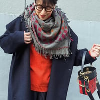Wool/Cotton reversible scarf (夕焼け)