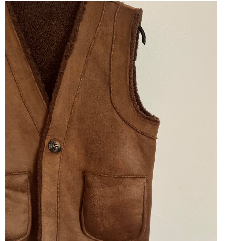 reversible boa vest （teddy brown） | La robe fro