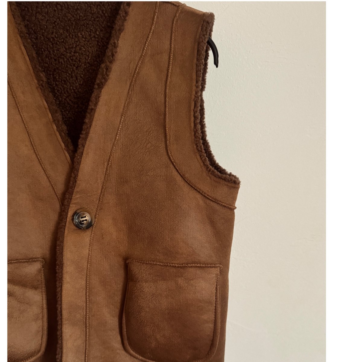 reversible boa vest （teddy brown） | La robe fro