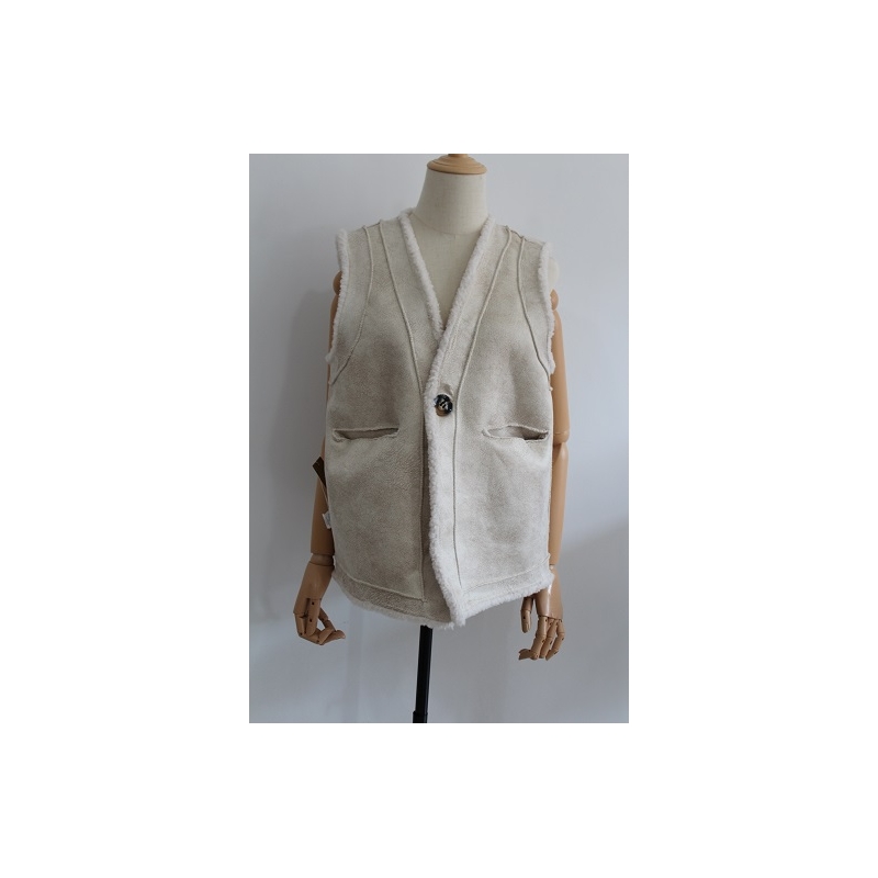 reversible boa vest （white） | La robe froufrou