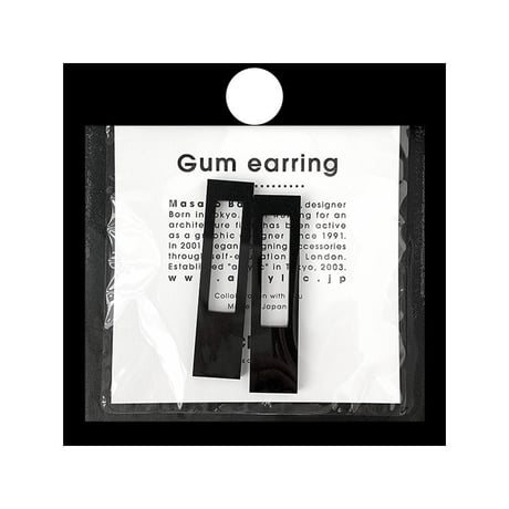 【取寄せ】acrylic【ロングレクタングル ブラック】GUM EARRING parts アクリリック 坂雅子
