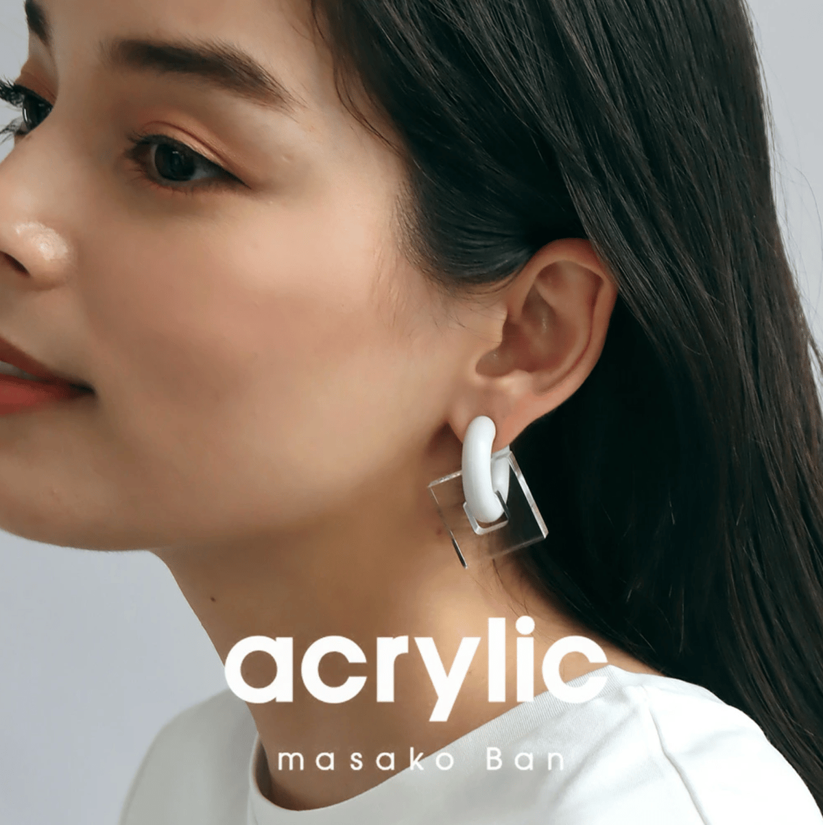 acrylic 【GUM ホワイト ＋ スクエア小 クリア】GUM Earring