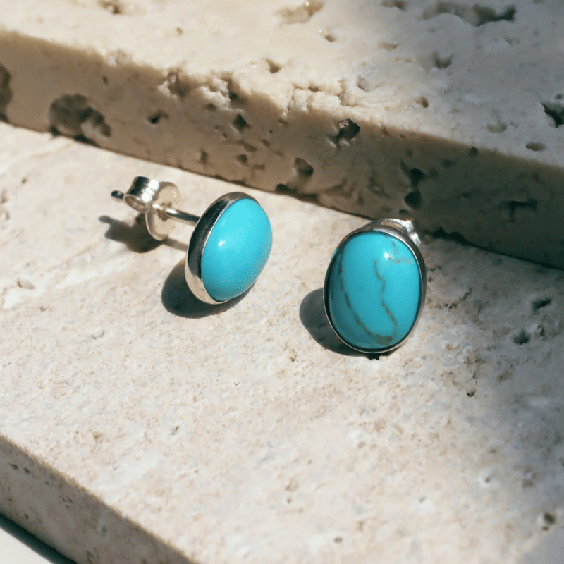 HARPO アルポ【E331】TURQUOISE CABOCHON EARRINGS ターコイ