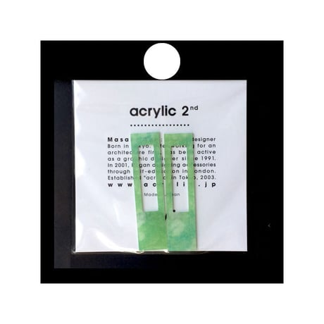 【取寄せ】acrylic【ロングレクタングル グリーン 和紙】GUM EARRING parts アクリリック 坂雅子