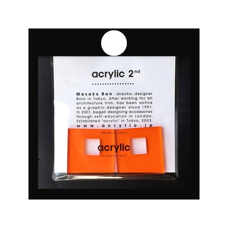 【取寄せ】acrylic【スクエア大 オレンジ】GUM EARRING parts アクリリック 坂雅子