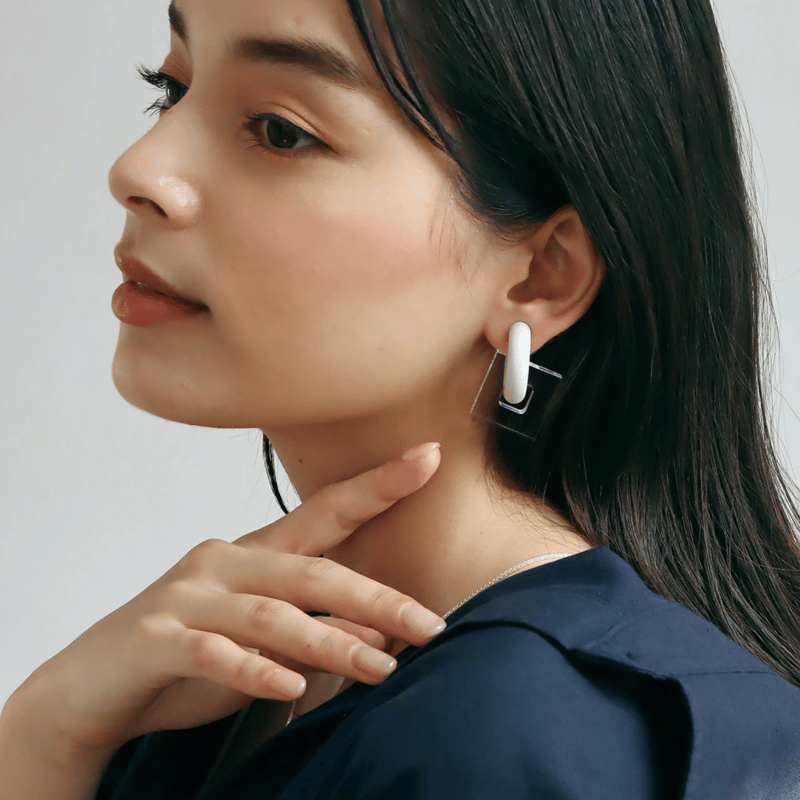 acrylic 【GUM ホワイト ＋ スクエア小 クリア】GUM Earring ＋Part
