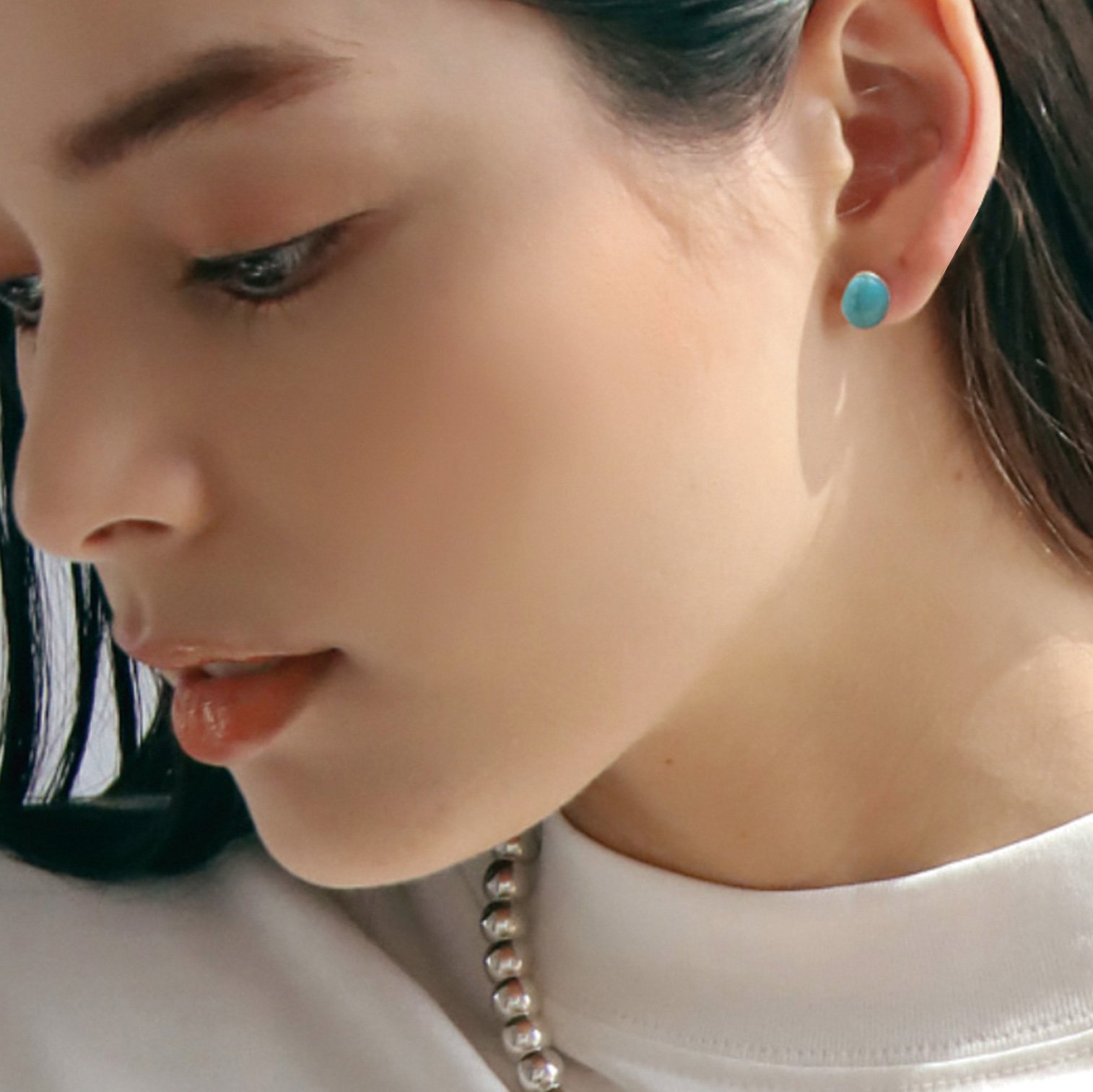HARPO ハルポ【E331】TURQUOISE CABOCHON EARRINGS ターコイ