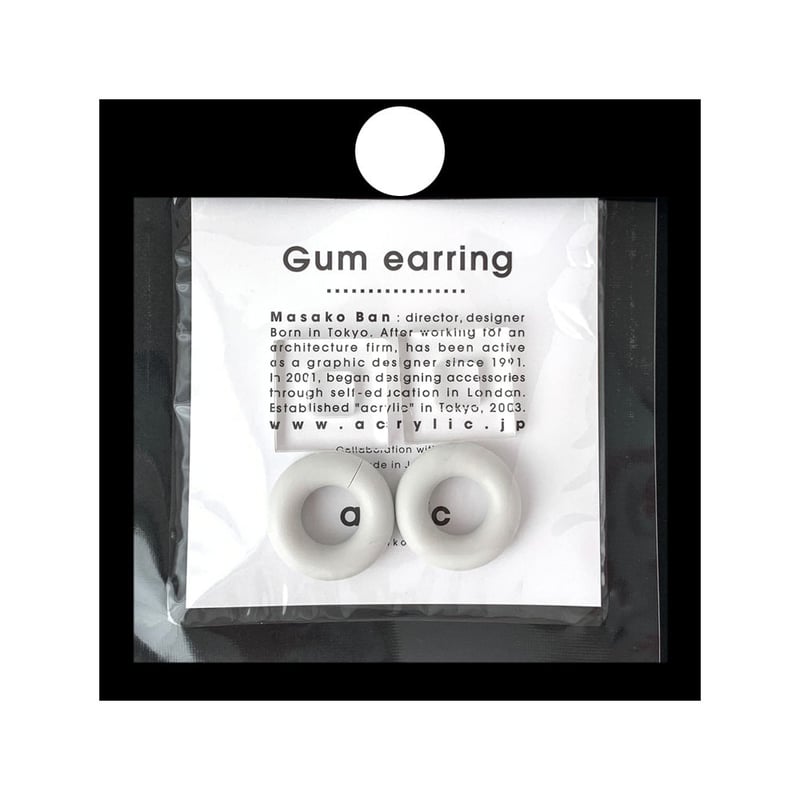 acrylic 【GUM ホワイト ＋ スクエア小 クリア】GUM Earring ＋Part