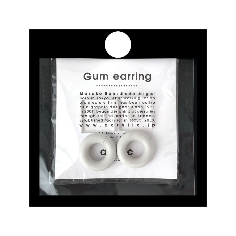 acrylic 【GUM ホワイト ＋ スクエア小 クリア】GUM Earring ＋Part