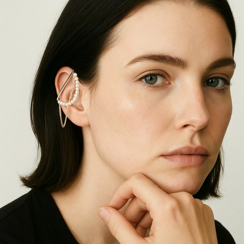 SASKIA DIEZ パール付きシルバーイヤーカフ +3点イヤーカフおまけ。 SASKIA DIEZ サスキア ディツ】レブル ディツ パールチェーン