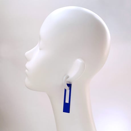 【取寄せ】acrylic【ロングレクタングル ブルー】GUM EARRING parts アクリリック 坂雅子