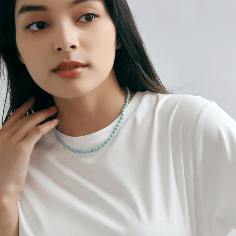 HARPO アルポ【N305】ターコイズラウンドストーン シルバービーズ