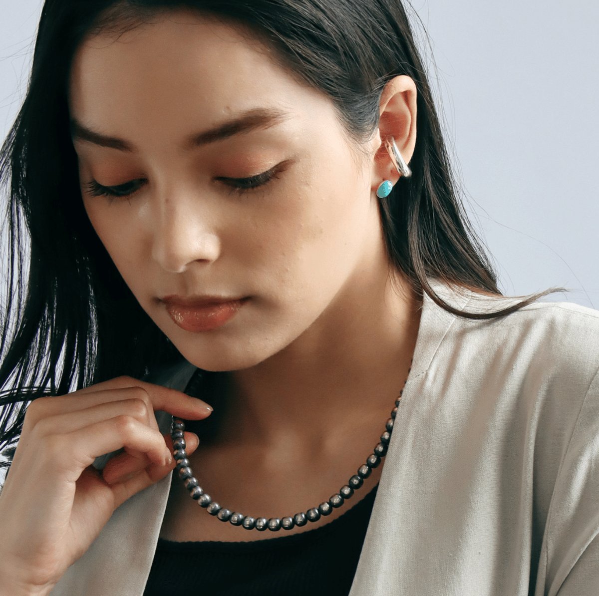 ERICKA NICOLAS BEGAY【7mm/50cm Oxidized navajo p