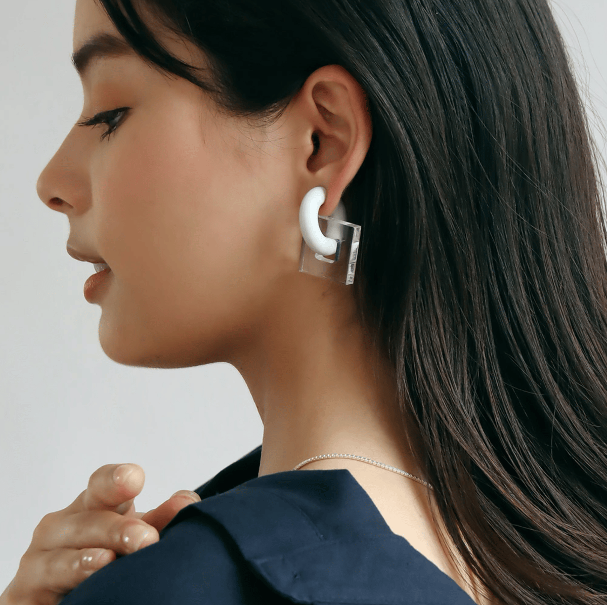 acrylic 【GUM ホワイト ＋ スクエア小 クリア】GUM Earring