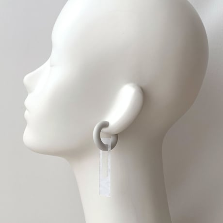 【取寄せ】acrylic【ロングレクタングルホワイト 和紙】GUM EARRING parts アクリリック 坂雅子