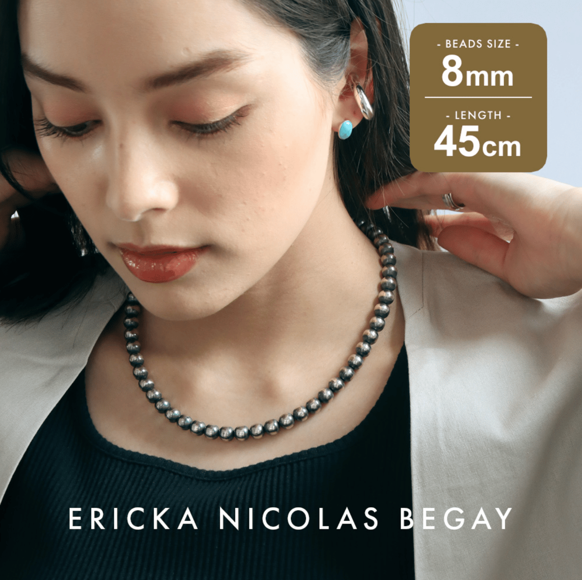 ERICKA NICOLAS BEGAY ナバホパール 5mm 45cm ERICKA NICOLAS BEGAY 5mm/45cm Shiny navajo pea