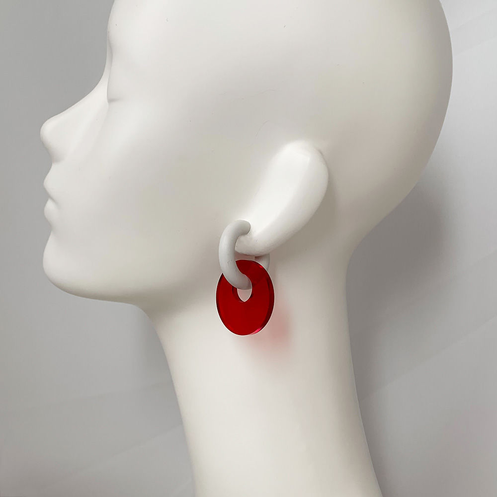 取寄せ】acrylic【サークル大 レッド】GUM EARRING parts