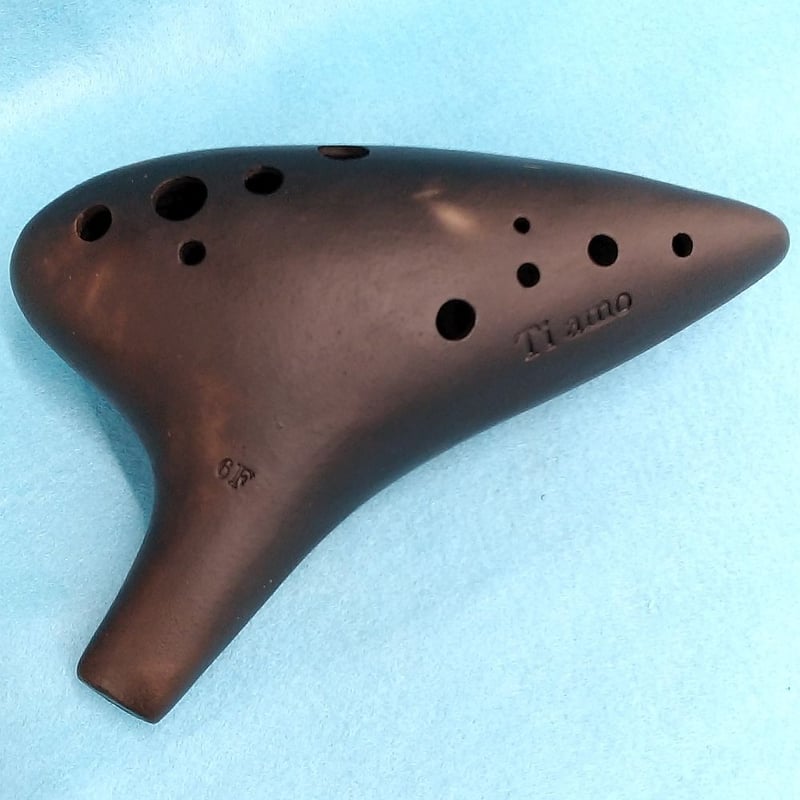 オカリナティアーモ黒陶 合奏モデル アルトF 6F　箱＋ケース付き ティアーモ オカリナ アルトF シングル管 黒陶シリーズ 合奏