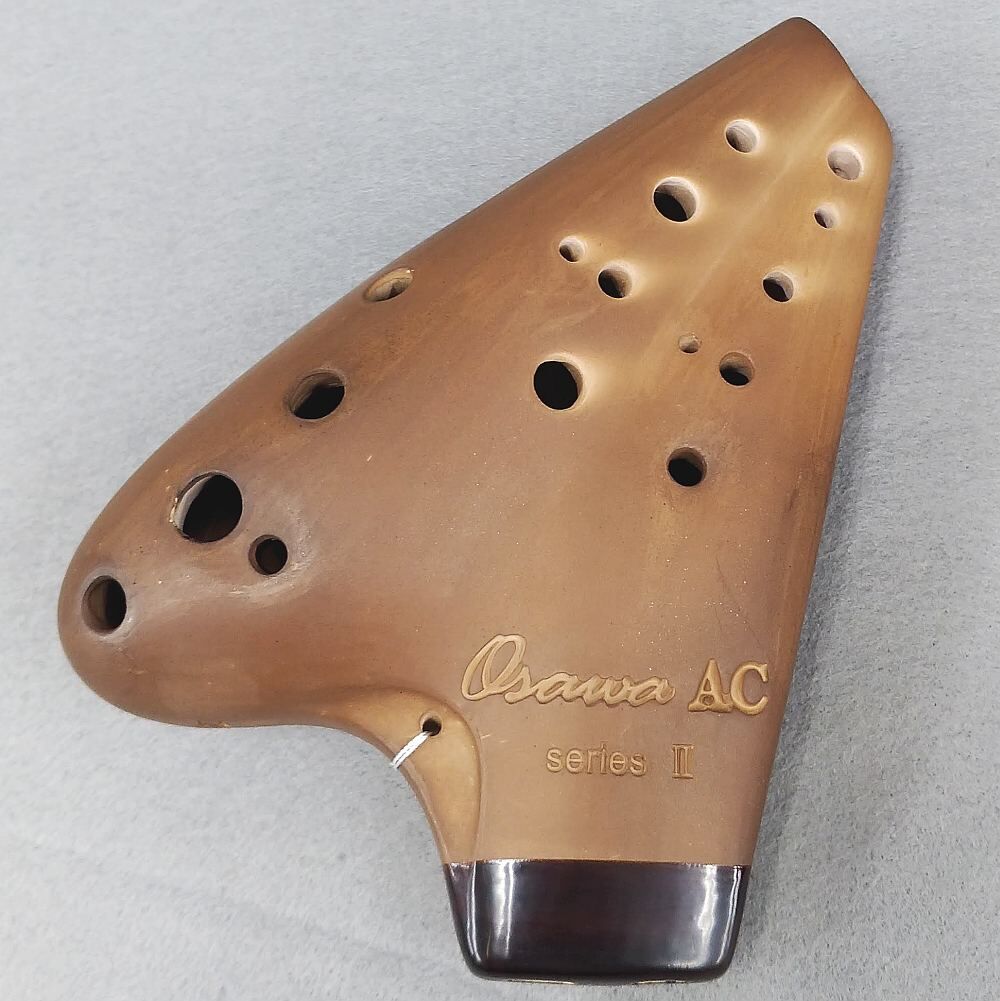 【美品】颯オカリナ ダブル アルト C菅 グリーン かぜオカリナ オオサワ オカリナ アルトC ダブレット管 AC-DN seriesⅡ ナチュラル