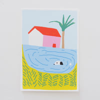 A5 Illustration Card "A dog in the pool"