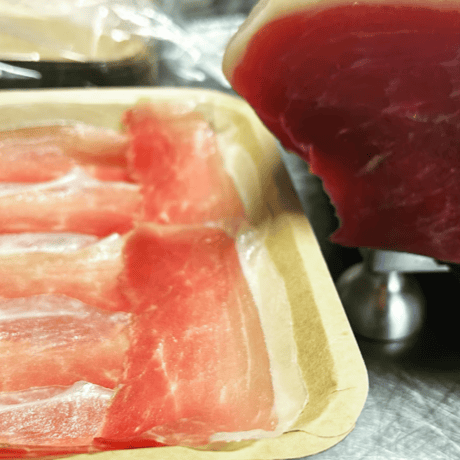 Jambon de HIMEKI：長野県  パレタ（前足）食べ比べ 「千代幻豚・信州黒豚」のパレタ原木切り出しスライス40gづつ