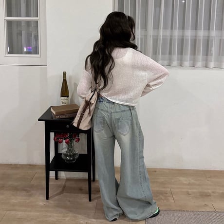 【予約】ML damage wide denim pt