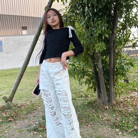【即納】lace oneshoulder tops