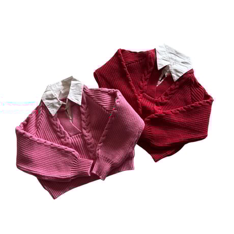 【即納】shirt cable knit