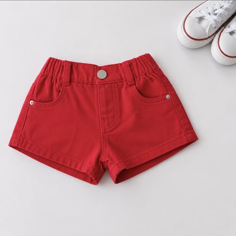 【即納】red short denim pt
