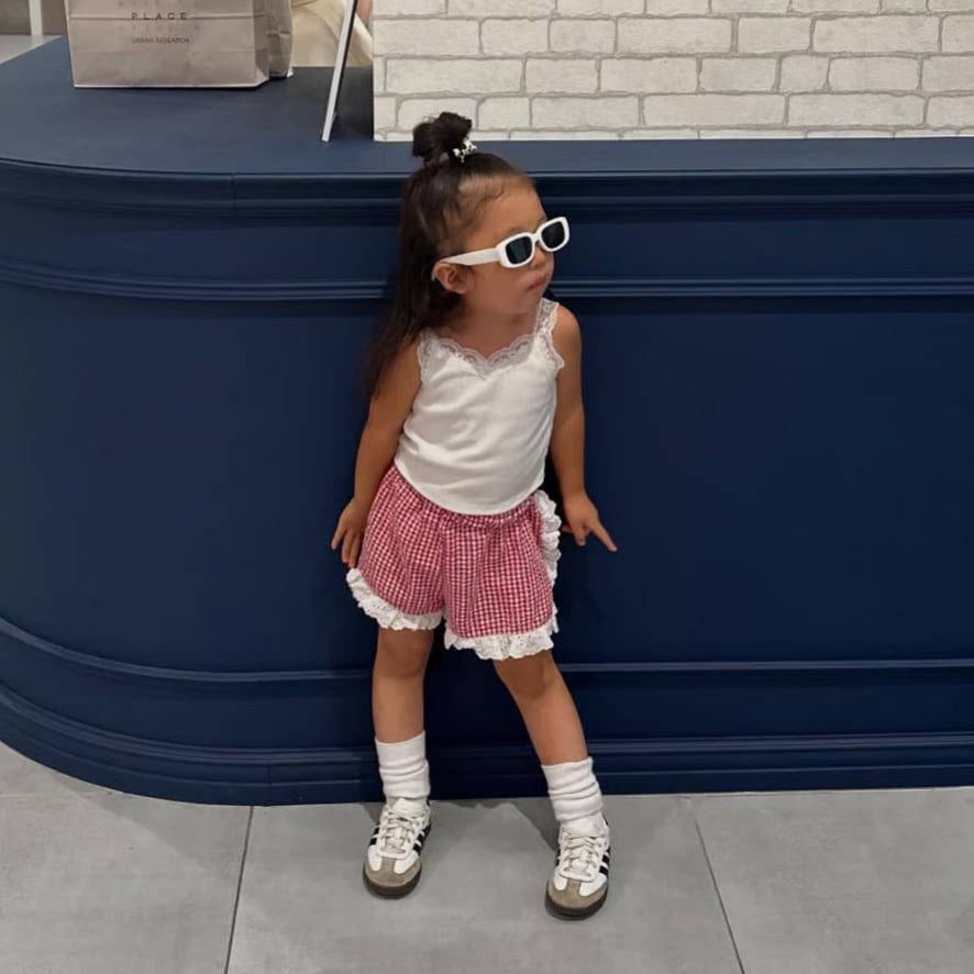 即納】ginghamcheck lace short pt | nicoa