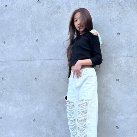 【即納】lace oneshoulder tops