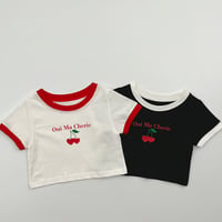 【即納】heart cherry cropped tee