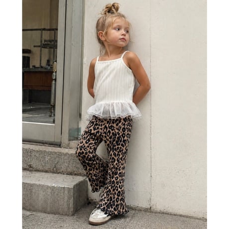 【即納】leopard pleats flare pt